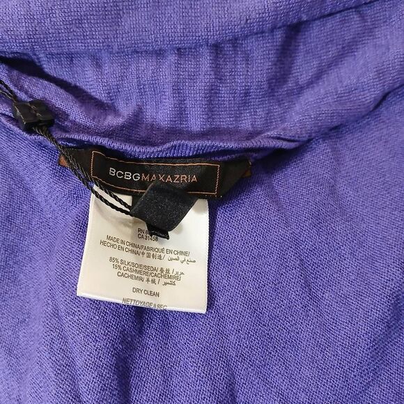 Bcbg max womens small cardigan sweater waterfall silk cashmere purple - Picture 5 of 9
